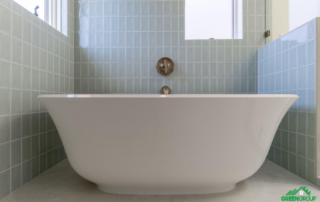 secondary bathroom ideas. Image of a free standing tub.