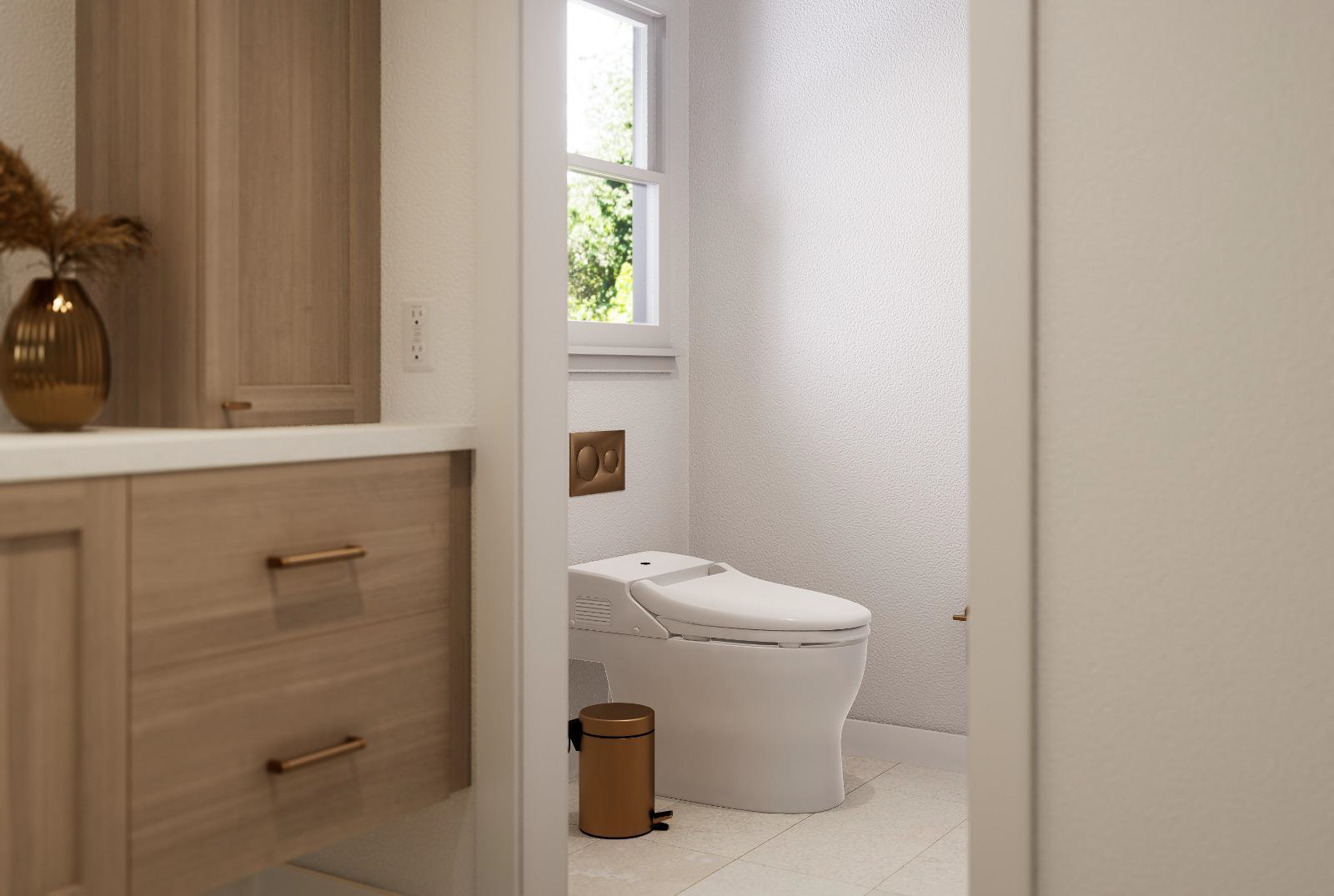 secondary bathroom ideas. Picture of bathroom cabinets and toilet closet.